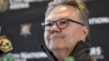 LAS VEGAS, NEVADA - MAY 02: Vegas Golden Knights General Manager Kelly McCrimmon attends a news conference announcing his promotion to general manager at City National Arena on May 02, 2019 in Las Vegas, Nevada. (Photo by David Becker/NHLI via Getty Images)