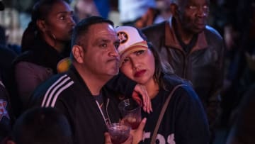 Houston Astros fans react to the team losing in the World Series (Photo by Sergio Flores/Getty Images)