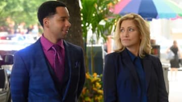 Pictured L-R: Vladimir Caamaño as Abner Diaz and Edie Falco as Abigail "Tommy" Thomas Photo: CBS ©2019 CBS Broadcasting, Inc. All Rights Reserved