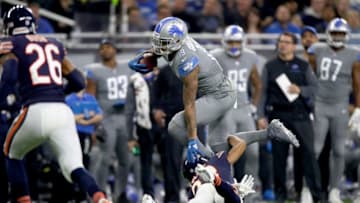 DETROIT, MI - DECEMBER 16: Detroit Lions wide receiver Kenny Golladay #19 runs for yardage after a catch against the Chicago Bears at Ford Field on December 16, 2017 in Detroit, Michigan. (Photo by Gregory Shamus/Getty Images)