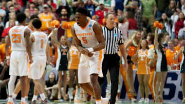 DALLAS, TX - MARCH 17: Admiral Schofield #5 of the Tennessee Volunteers reacts in the second half against the Loyola Ramblers during the second round of the 2018 NCAA Tournament at the American Airlines Center on March 17, 2018 in Dallas, Texas. (Photo by Tom Pennington/Getty Images)
