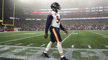 FOXBOROUGH, MA - OCTOBER 24: Robert Quinn #94 of the Chicago Bears walks along the sidelines during an NFL football game against the New England Patriots at Gillette Stadium on October 24, 2022 in Foxborough, Massachusetts. (Photo by Kevin Sabitus/Getty Images)