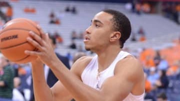 Jan 9, 2016; Syracuse, NY, USA; North Carolina Tar Heels forward Brice Johnson warms up prior to the game against the Syracuse Orange at the Carrier Dome. Mandatory Credit: Mark Konezny-USA TODAY Sports