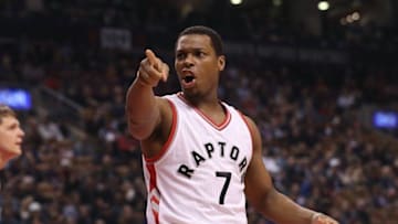 Dec 2, 2016; Toronto, Ontario, CAN; Toronto Raptors point guard Kyle Lowry (7) yells out against the Los Angeles Lakers at Air Canada Centre. The Raptors beat the Lakers 113-80. Mandatory Credit: Tom Szczerbowski-USA TODAY Sports