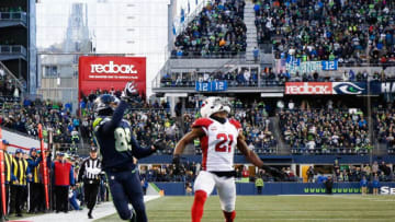 Doug Baldwin, Seattle Seahawks. Patrick Peterson, Arizona Cardinals. (Photo by Otto Greule Jr/Getty Images)