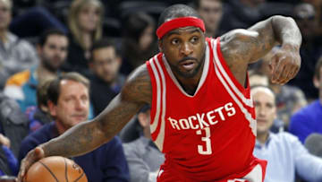 Nov 30, 2015; Auburn Hills, MI, USA; Houston Rockets guard Ty Lawson (3) dribbles the ball during the fourth quarter against the Detroit Pistons at The Palace of Auburn Hills. Pistons win 116-105. Mandatory Credit: Raj Mehta-USA TODAY Sports