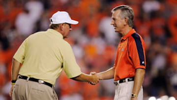 Twitter had a field day with the suggestion on a Georgia Tech message board for the Yellow Jackets to hire former Auburn football coach Tommy Tuberville (Photo by Brian Bahr/Getty Images)