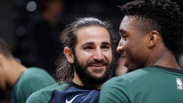 SACRAMENTO, CA - OCTOBER 11: Ricky Rubio #3 of the Utah Jazz looks on during the game against ghte Sacramento Kings on October 11, 2018 at Golden 1 Center in Sacramento, California. Copyright 2018 NBAE (Photo by Rocky Widner/NBAE via Getty Images)