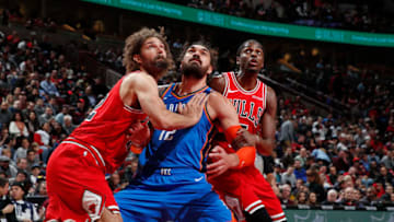Robin Lopez , Steven Adams, OKC Thunder (Photo by Jeff Haynes/NBAE via Getty Images)