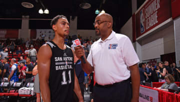 LAS VEGAS, NV - JULY 11: NBA TV Analyst, Dennis Smith interviews Bryn Forbes