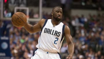 Apr 13, 2016; Dallas, TX, USA; Dallas Mavericks guard Raymond Felton (2) brings the ball up court against the San Antonio Spurs during the first half at the American Airlines Center. Mandatory Credit: Jerome Miron-USA TODAY Sports