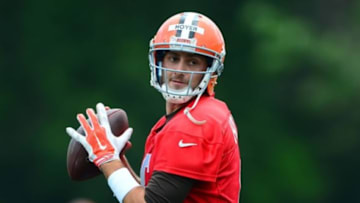 Jun 12, 2014; Berea, OH, USA; Cleveland Browns quarterback Brian Hoyer (6) during minicamp at Browns training facility. Mandatory Credit: Andrew Weber-USA TODAY Sports