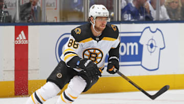 TORONTO, ON - OCTOBER 19: David Pastrnak #88 of the Boston Bruins skates against the Toronto Maple Leafs during an NHL game at Scotiabank Arena on October 19, 2019 in Toronto, Ontario, Canada. The Maple Leafs defeated the Bruins 4-3 in overtime. (Photo by Claus Andersen/Getty Images)