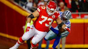 Nick Allegretti #73 of the Kansas City Chiefs. (Photo by David Eulitt/Getty Images)