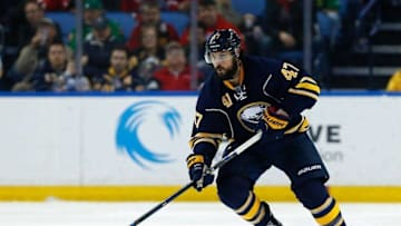 Mar 16, 2016; Buffalo, NY, USA; Buffalo Sabres defenseman Zach Bogosian (47) during the game against the Montreal Canadiens at First Niagara Center. Mandatory Credit: Kevin Hoffman-USA TODAY Sports