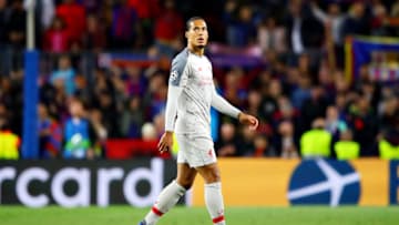 BARCELONA, SPAIN - MAY 01: Virgil van Dijk of Liverpool looks dejected after the UEFA Champions League Semi Final first leg match between Barcelona and Liverpool at the Nou Camp on May 01, 2019 in Barcelona, Spain. (Photo by Chris Brunskill/Fantasista/Getty Images)