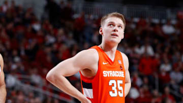LOUISVILLE, KY - FEBRUARY 19: Buddy Boeheim #35 of the Syracuse Orange looks on during a game against the Louisville Cardinals at KFC YUM! Center on February 19, 2020 in Louisville, Kentucky. Louisville defeated Syracuse 90-66. (Photo by Joe Robbins/Getty Images)