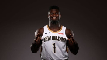 METAIRIE, LOUISIANA - SEPTEMBER 30: Zion Williamson #1 of the New Orleans Pelicans poses for a photo during Media Day at the Ochsner Sports Performance Center on September 30, 2019 in Metairie, Louisiana. (Photo by Chris Graythen/Getty Images)
