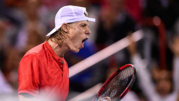 MONTREAL, QC - AUGUST 12: Denis Shapovalov of Canada reacts after scoring a point against Alexander Zverev of Germany during day nine of the Rogers Cup presented by National Bank at Uniprix Stadium on August 12, 2017 in Montreal, Quebec, Canada. (Photo by Minas Panagiotakis/Getty Images)