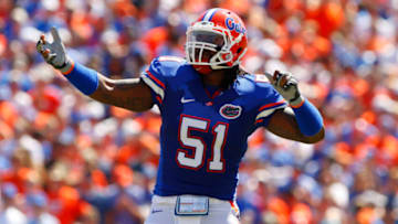 Sep 27, 2008; Gainesville FL, USA; Florida Gators linebacker Brandon Spikes (51) against the Mississippi Rebels during the first half at Ben Hill Griffin Stadium. Mandatory Credit: Kim Klement-USA TODAY Sports