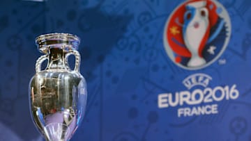 PARIS, FRANCE - MARCH 02: The trophy pictured during a press conference on the occasion of 100 days before UEFA EURO 2016 at Maison de la Radio on March 2, 2016 in Paris, France. (Photo by Frederic Stevens/Getty Images)