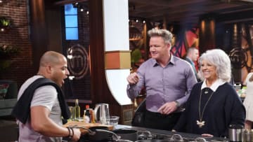 MASTERCHEF: L-R: Contestant with chef/judge Gordon Ramsay and Paula Dean in the “Legends: Paula Dean - Auditions Round 3” airing Wednesday, June 16 (8:00-9:00 PM ET/PT) on FOX. © 2019 FOX MEDIA LLC. CR: FOX.