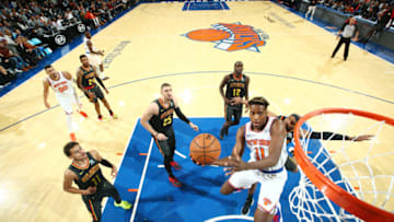 Frank Ntilikina against the Atlanta Hawks (Photo by Nathaniel S. Butler/NBAE via Getty Images)