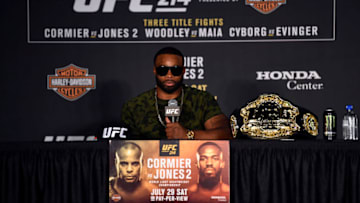 ANAHEIM, CA - JULY 29: Tyron Woodley speaks to the media during the UFC 214 post fight press conference inside the Honda Center on July 29, 2017 in Anaheim, California. (Photo by Jeff Bottari/Zuffa LLC/Zuffa LLC via Getty Images)