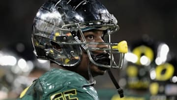 September 22, 2012; Eugene, OR, USA; Oregon Ducks defensive end Dion Jordan (96) during the game against the Arizona Wildcats at Autzen Stadium. Mandatory Credit: Scott Olmos-USA TODAY Sports