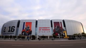 Jan 10, 2016; Glendale, AZ, USA; A general view of University Of Phoenix Stadium a day before the CFP National Championship game between the Alabama Crimson Tide and Clemson Tigers. Mandatory Credit: Joe Camporeale-USA TODAY Sports