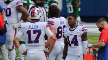 Josh Allen #17 of the Buffalo Bills and Stefon Diggs #14. (Photo by Timothy T Ludwig/Getty Images)