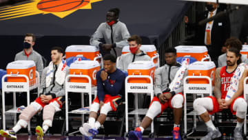 Eric Bledsoe #5, Lonzo Ball Zion Williamson #1 and Steven Adams #12 of the New Orleans Pelicans (Photo by Christian Petersen/Getty Images)