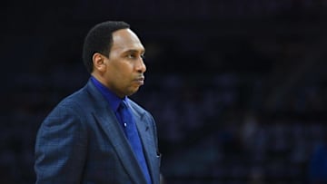 Apr 22, 2016; Auburn Hills, MI, USA; Television personality Stephen A. Smith before game three of the first round of the NBA Playoffs between the Detroit Pistons and the Cleveland Cavaliers at The Palace of Auburn Hills. Mandatory Credit: Tim Fuller-USA TODAY Sports