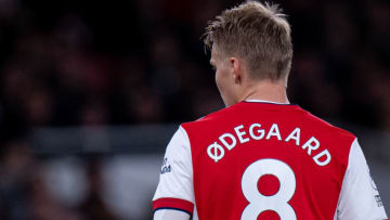 LONDON, ENGLAND - OCTOBER 18: Martin Odegaard of Arsenal during the Premier League match between Arsenal and Crystal Palace at Emirates Stadium on October 18, 2021 in London, England. (Photo by Sebastian Frej/MB Media/Getty Images)