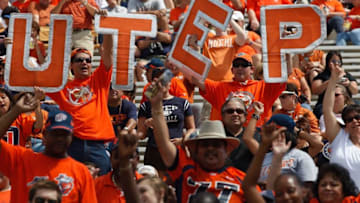 AUSTIN, TX - SEPTEMBER 26: UTEP Miners fans before a game with the Texas Longhorns at Darrell K Royal-Texas Memorial Stadium on September 26, 2009 in Austin, Texas. (Photo by Ronald Martinez/Getty Images)