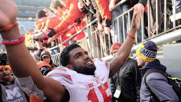 Nov 28, 2015; Ann Arbor, MI, USA; Ohio State Buckeyes running back Ezekiel Elliott (15) walks into the tunnel after the game against the Michigan Wolverines at Michigan Stadium. Ohio State won 42-13. Mandatory Credit: Rick Osentoski-USA TODAY Sports