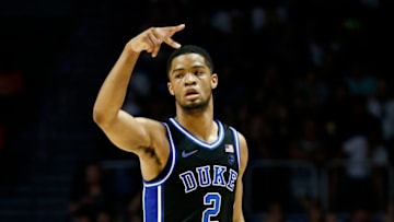 MIAMI, FLORIDA - JANUARY 04: Cassius Stanley #2 of the Duke Blue Devils reacts after making a three pointer against the Miami Hurricanes during the first half at the Watsco Center on January 04, 2020 in Miami, Florida. (Photo by Michael Reaves/Getty Images)