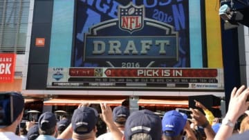 Apr 28, 2016; Los Angeles, CA, USA; Los Angeles Rams fans await the announcement of quarterback Jared Goff as the No. 1 pick in the 2016 NFL Draft at draft party at L.A. Live. Mandatory Credit: Kirby Lee-USA TODAY Sports