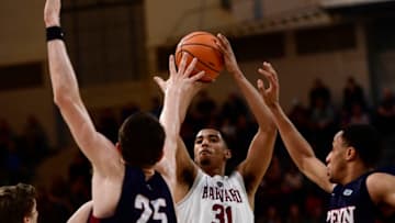 PHILADELPHIA, PA - MARCH 11: Seth Towns #31 of the Harvard Crimson shoots the ball during the first half of the Men's Ivy League Championship Tournament at The Palestra on March 11, 2018 in Philadelphia, Pennsylvania. (Photo by Corey Perrine/Getty Images)