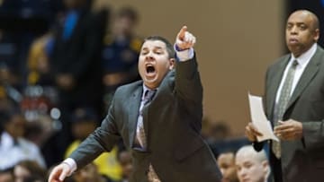 Jan 05, 2013; Philadelphia, PA, USA; Towson Tigers head coach Pat Skerry during the second half against the Drexel Dragons at the Daskalakis Athletic Center. Towson defeated Drexel 69-66. Mandatory Credit: Howard Smith-USA TODAY Sports