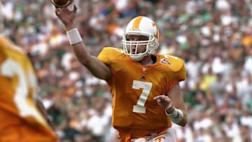 Tennessee quarterback (7) Casey Clausen release a pass during action Saturday in Neyland Stadium. Tennessee beat Marshall 34-24. 9/6/2003Utmarshall12 Mp156