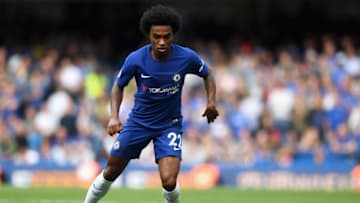 LONDON, ENGLAND - AUGUST 12: Willian of Chelsea in action during the Premier League match between Chelsea and Burnley at Stamford Bridge on August 12, 2017 in London, England. (Photo by Michael Regan/Getty Images)