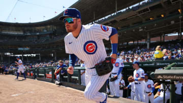 CHICAGO, ILLINOIS - SEPTEMBER 08: Ian Happ #8 of the Chicago Cubs takes the field during the first inning against the Cincinnati Reds at Wrigley Field on September 08, 2022 in Chicago, Illinois. (Photo by Michael Reaves/Getty Images)
