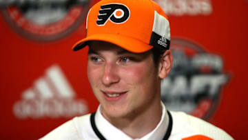 CHICAGO, IL - JUNE 23: Nolan Patrick is interviewed after being selected second overall by the Philadelphia Flyers during the 2017 NHL Draft at the United Center on June 23, 2017 in Chicago, Illinois. (Photo by Jonathan Daniel/Getty Images)