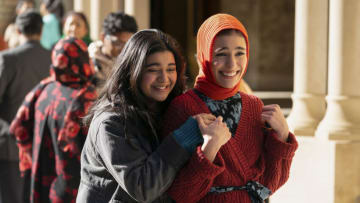 (L-R): Iman Vellani as Ms. Marvel / Kamala Khan and Yasmeen Fletcher as Nakia in Marvel Studios' MS. MARVEL, exclusively on Disney+. Photo by Daniel McFadden. ©Marvel Studios 2022. All Rights Reserved.