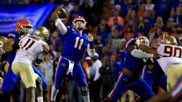 GAINESVILLE, FLORIDA - NOVEMBER 30: Kyle Trask #11 of the Florida Gators passes during a game against the Florida State Seminoles at Ben Hill Griffin Stadium on November 30, 2019 in Gainesville, Florida. (Photo by Mike Ehrmann/Getty Images)