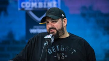 INDIANAPOLIS, IN - FEBRUARY 25: Head coach Matt Patricia of the Detroit Lions speaks to the media at the Indiana Convention Center on February 25, 2020 in Indianapolis, Indiana. (Photo by Michael Hickey/Getty Images) *** Local Capture *** Matt Patricia