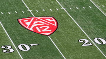 SALT LAKE CITY, UT - OCTOBER 29: A painted "PAC 12" is shown here on the field before the Utah Utes and Washington Huskies football game at Rice-Eccles Stadium on October 29, 2016 in Salt Lake City, Utah. (Photo by George Frey/Getty Images)