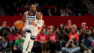WASHINGTON, DC - NOVEMBER 02: Josh Okogie #20 of the Minnesota Timberwolves dribbles the ball in the first half against the Washington Wizards. (Photo by Patrick McDermott/Getty Images)