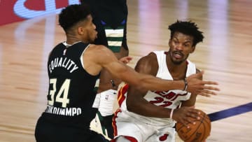 Jimmy Butler, Giannis Antetokounmpo Mandatory Credit: Kim Klement-USA TODAY Sports